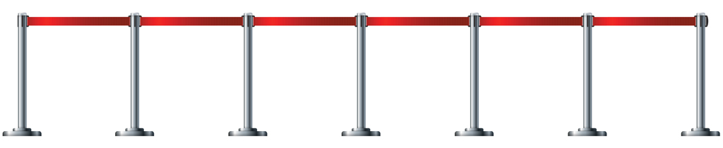 Illustration of airport-style queue barriers