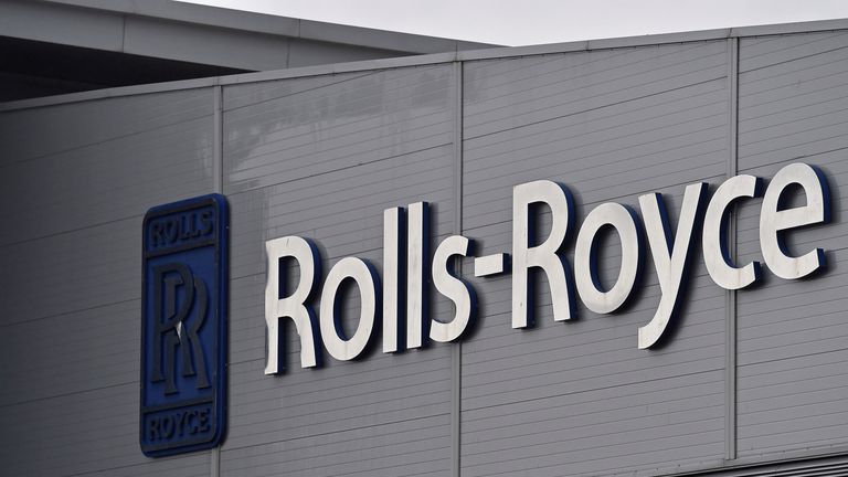 Rolls-Royce logo at its aerospace engineering and development site in Bristol