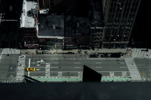 An empty street in Manhattan borough following the outbreak of coronavirus disease in New York City