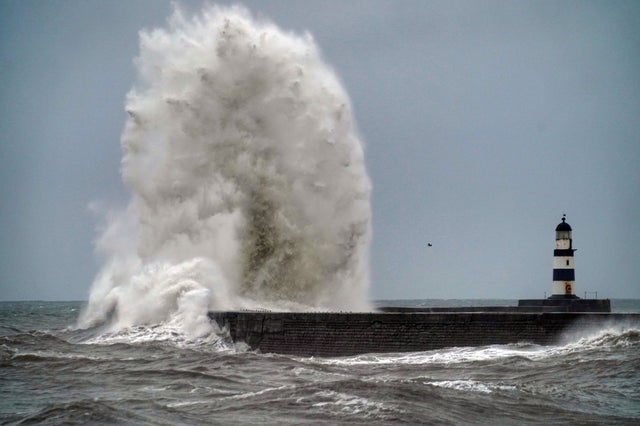 Giant waves at Seaham in County Durham, as the bad weather continues