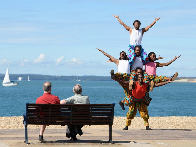 The 'Timbuktu tumblers' from Kenya perform their balancing act on the Southsea waterfront as Zippos Circus reopens in Portsmouth