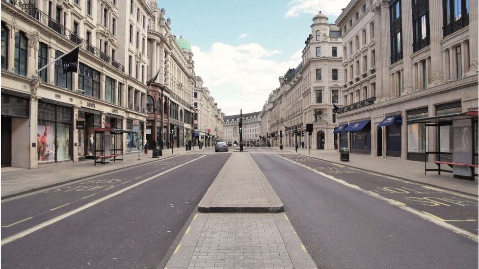 A usually bustling Regent Street in June.