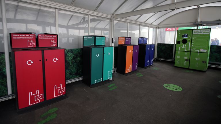 The 'Recycle Hub' is seen in the UK supermarket Asda, as the store launches a new sustainability strategy, in Leeds, Britain, October 19, 2020. Picture taken October 19, 2020. REUTERS/Molly Darlington