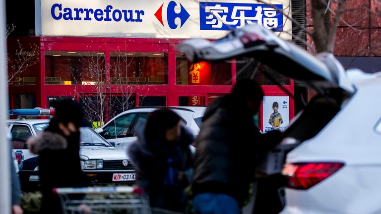 A Carrefour supermarket in the Chinese capital city on February 21, 2018 in Beijing, China