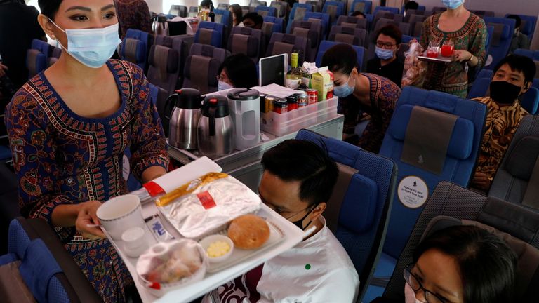 Plane food sold in shops and 'flights to nowhere' – airlines try to stem pandemic losses